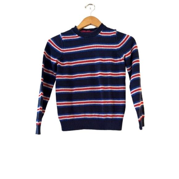 Mini Boden Kids Stripe Sweater 11-12Y Navy White Red Crew Neck Long Sleeve Knit - Picture 1 of 8